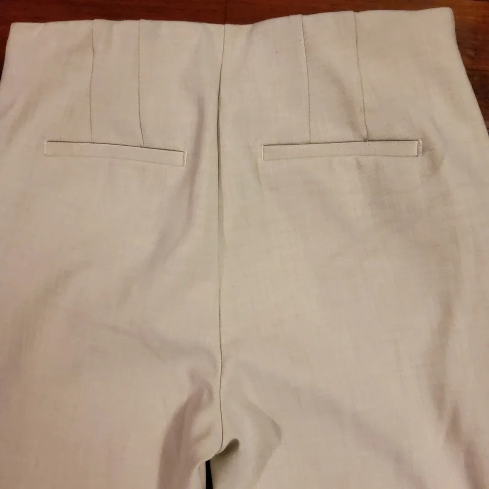 Rachel Zoe Cream Pintuck Tailored Stretch Trousers Side Zip Dress Pants Womens 2